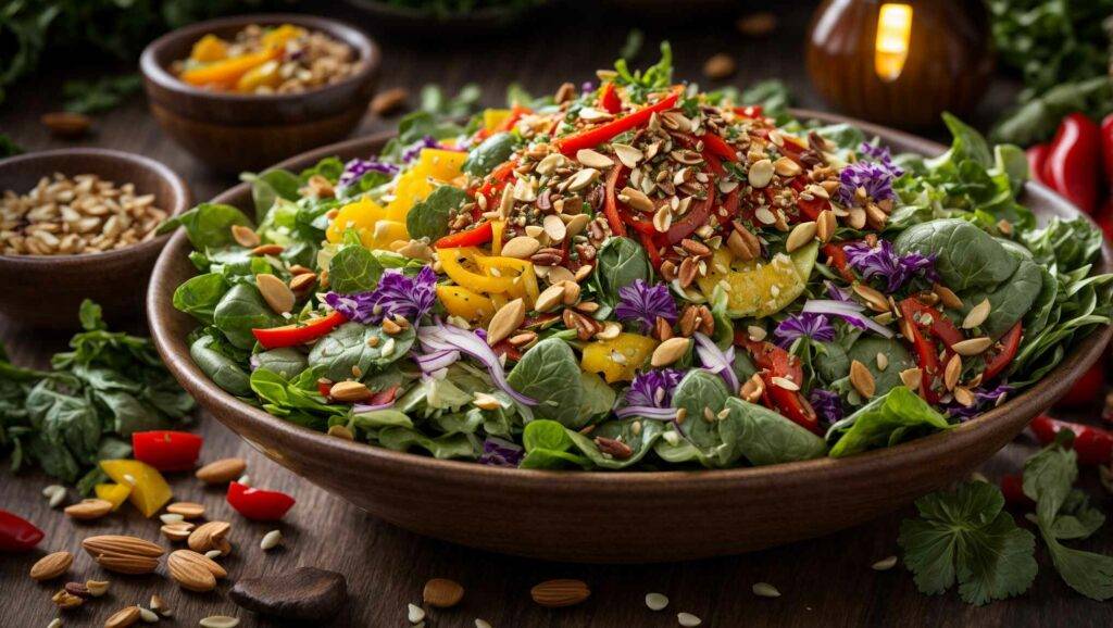 Healthy Thai Salad with Edible Wild Flowers